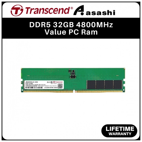 Transcend DDR5 32GB 4800MHz Value PC Ram - JM4800ALE-32G