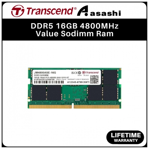 Transcend DDR5 16GB 4800MHz Value Sodimm Ram - JM4800ASE-16G