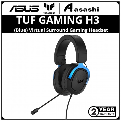 PROMO - ASUS TUF GAMING H3 (Blue) Lightweight 7.1 Virtual Surround Gaming Headset - 2Y