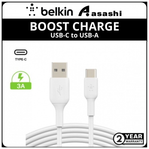 Belkin CAB001bt3MWH BOOST CHARGE USB-C to USB-A Cable (3Meter, White)