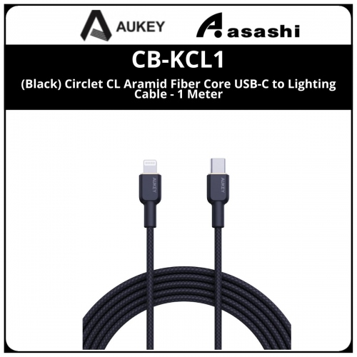 AUKEY CB-KCL1 (Black) Circlet CL Aramid Fiber Core USB-C to Lighting Cable - 1 Meter
