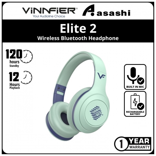 Vinnfier Elite 2 (Mint) Wireless Bluetooth Headphone (1 yrs Limited Hardware Warranty)