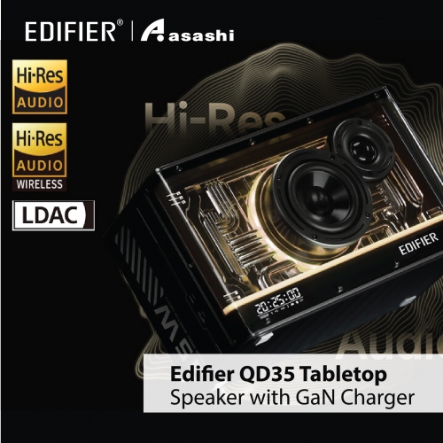 Edifier QD35 - Black Tabletop Bluetooth Speaker with GaN Charger Hi-Res AUDIO (1 yrs Limited Hardware Warranty)