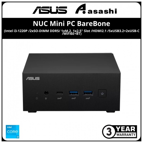 ASUS NUC MINI PC PN64 Barebone (Intel i3-1220P /2xSO-DIMM DDR5/ 1xM.2, 1x2.5