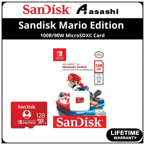 Sandisk Mario Edition 128GB 100R/90W MicroSDXC Card with Nintendo Switch Certified - SDSQXAO-128G-GN3ZN