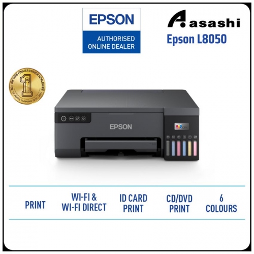 Epson L8050 6 Colour print, ID Card Printing, CD/DVD printing, Wi-Fi Direct, Epson Smart Panel