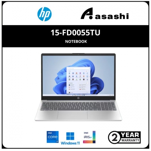 HP 15-fd0055TU Notebook-7Z8D8PA-(Intel Core i7-1355U/8G D4(4*2)/512GB SSD/15.6