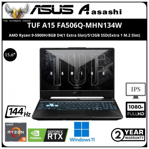 Asus TUF A15 FA506Q-MHN134W Gaming Notebook - (AMD Ryzen 9-5900H/8GB D4(1 Extra Slot)/512GB SSD(Extra 1 M.2 Slot)/15.6