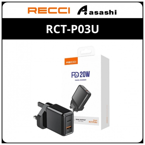 Recci P03U 20W PD+QC Wall Charger (UK Plug)