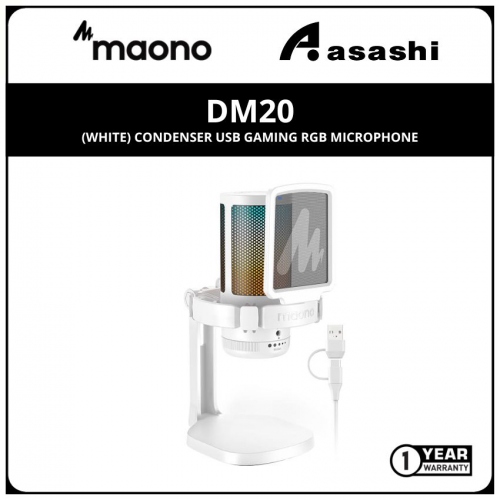 Maono DGM20 (White) Condenser USB Gaming RGB Microphone (1 yrs Limited Hardware Warranty)