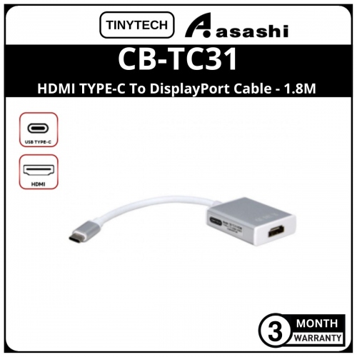 TinyTech CB-TC31/HDMI TYPE-C To DisplayPort Cable - 1.8M / 3M Warranty