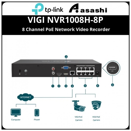Tp-Link VIGI NVR1008H-8P 8 Channel PoE Network Video Recorder