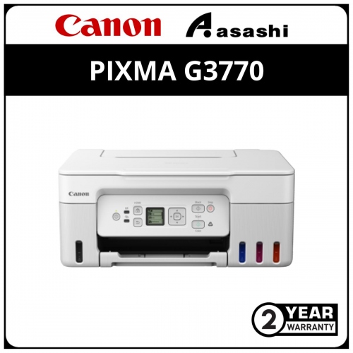 Canon G3770 A4 Ink Efficient Printer (Print,Scan,Copy, Wifi Direct) 2 Yrs Warranty or 30,000pages whichever comes first (White)