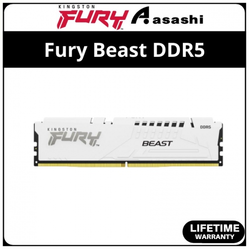 Kingston Fury Beast White DDR5 32GB 5200MHz CL40 XMP Support Performance PC Ram - KF552C40BW-32