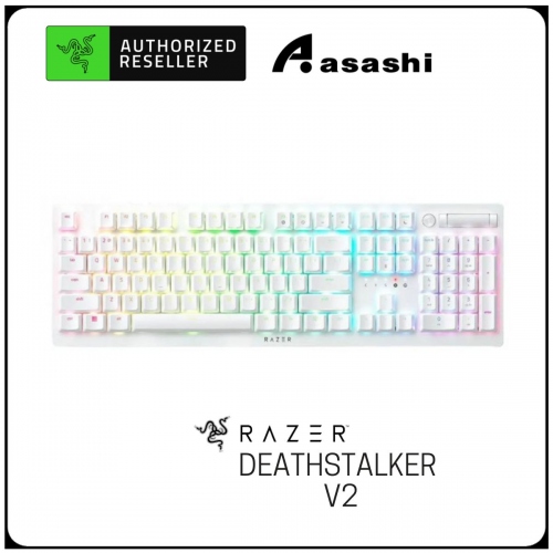 Razer DeathStalker V2 Pro - White (Clicky Low-Profile Optical Switch, 2,4Ghz/BT/Wired, Hybrid O.B MEM, Media Keys & Roller)