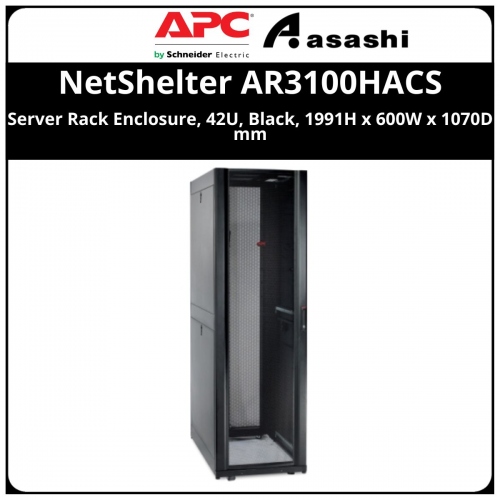 APC NetShelter SX, Server Rack Enclosure, 42U, Black, 1991H x 600W x 1070D mm (AR3100HACS)