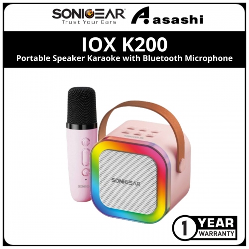 Sonic Gear IOX K200 Pink Portable Speaker Karaoke with Bluetooth Microphone (1 yrs Limited Hardware Warranty)