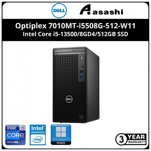 Dell Optiplex 7010MT-i5508G-512-W11 MT Commercial Desktop - (Intel Core i5-13500/8GD4/512GB SSD/Intel UHD Graphic/Wired KB & Mouse/Win11Pro/3Yrs)