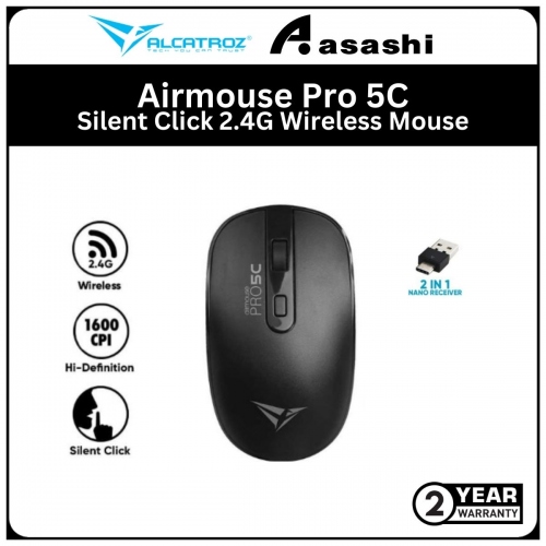 Alcatroz Airmouse Pro 5C Black Silent Click 2.4G Wireless Mouse