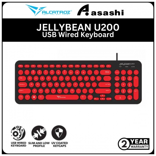 Alcatroz JELLYBEAN U200 Black Red USB Wired Keyboard