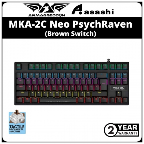 PROMO - Armaggeddon MKA-2C Neo PsychRaven (87 Keys) Black Tactile Mechanical Gaming Keyboard - Brown Switch