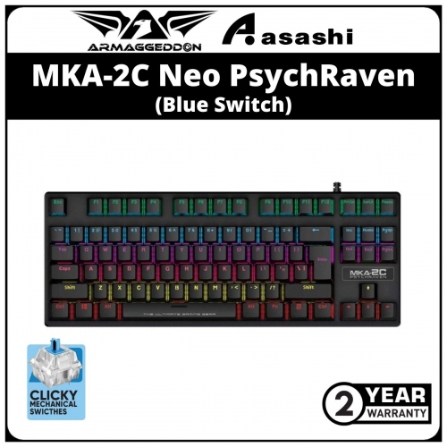 PROMO - Armaggeddon MKA-2C Neo PsychRaven (87 Keys) Black Clicky Mechanical Gaming Keyboard - Blue Switch