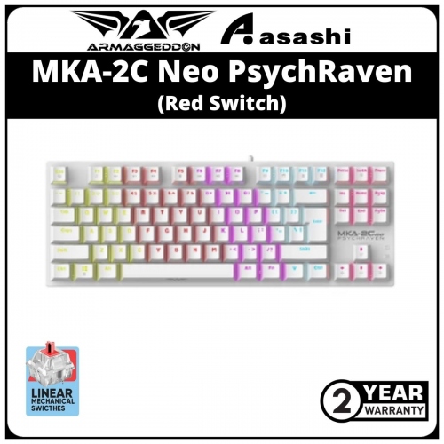 PROMO - Armaggeddon MKA-2C Neo PsychRaven (87 Keys) White Linear Mechanical Gaming Keyboard - Red Switch