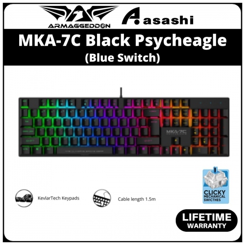PROMO - Armaggeddon MKA-7C Black Psycheagle (104 Keys) Blue Switch Mechanical Keyboard