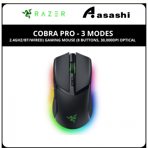 PROMO - Razer Cobra Pro - 3 Modes (2.4GHz/BT/Wired) Gaming Mouse (8 buttons, 30,000dpi Optical) RZ01-04660100-R3A1