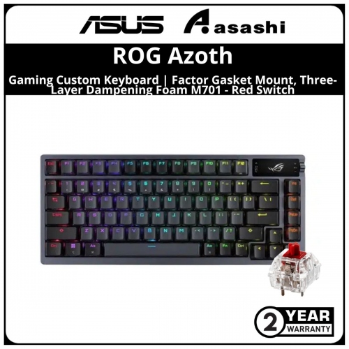 ASUS ROG AZOTH Gaming Custom Keyboard With 75 Keyboard Form | Factor Gasket Mount, Three-Layer Dampening Foam M701 - Red Switch