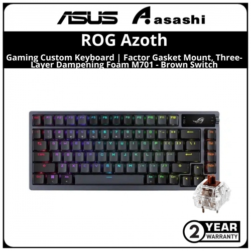 ASUS ROG AZOTH Gaming Custom Keyboard With 75 Keyboard Form | Factor Gasket Mount, Three-Layer Dampening Foam M701 - Brown Switch