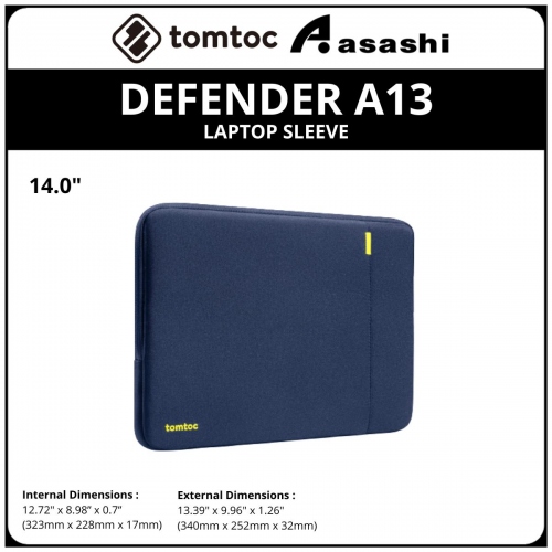 Tomtoc A13D2B2 (DarkBlue) DEFENDER A13 14Inch Laptop Sleeve (MACBOOK)