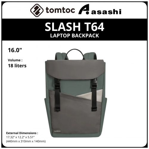 Tomtoc T64M1B1 (Turquoise) SLASH T64 Laptop Backpack