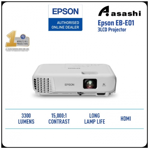 Epson EB-E01 XGA 3300 Lumens 3LCD Projector (No Included Bag)