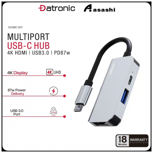 Datronic DUSBC-207 3in1 USB-C to HDMI / USB3.0 / 87wPD - 18Months Warranty