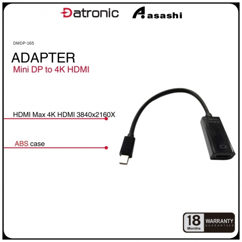 Datronic DMDP-165 Mini Display Port to 4K HDMI Adapter - 18Months Warranty