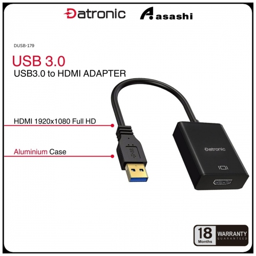Datronic DUSB-179 USB3.0 to HDMI Adapter - 18Months Warranty