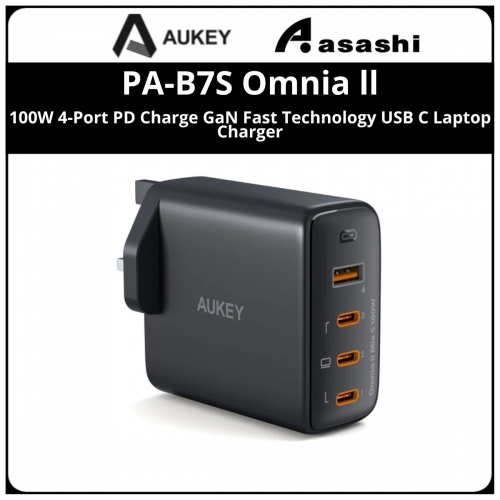 AUKEY PA-B7S Omnia ll 100W 4-Port PD Charge GaN Fast Technology USB C Laptop Charger