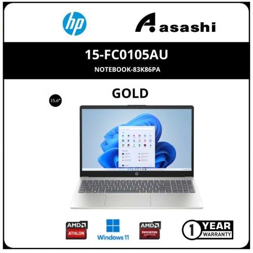 HP 15-fc0105AU Notebook-83K86PA- (AMD Athlon Silver 7120U/8G D5L OB (No Slot)/512GB SSD/15.6