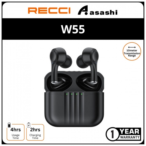 Recci W55 TWS Earbuds BT V5.3 ANC Active Noise Cancelling