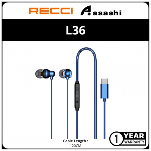 Recci L36 Metal Wired Type-C Earphone