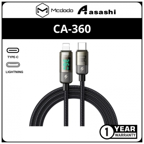 Mcdodo CA-3600 Digital Pro Auto Power Off 36W Type-C to Lightning Transparent Data Cable 1.2M