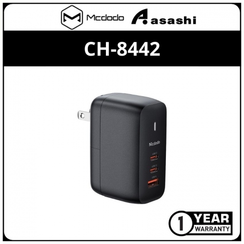 Mcdodo CH-8442 Mecha Series GaN 65W Dual Type-C + USB Mini Size Wall Charger Set (EU/UK/US plug) - C TO C 60W cable