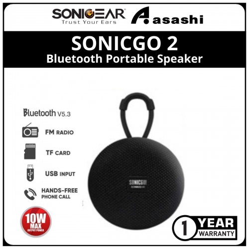 Sonic Gear SONICGO 2 (Black) Bluetooth Portable Speaker with Built in Mic