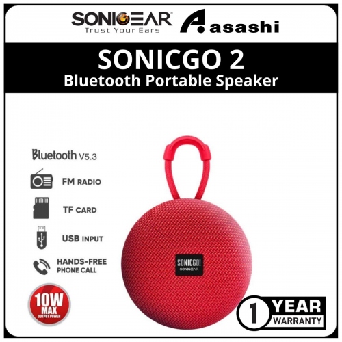 Sonic Gear SONICGO 2 (Red) Bluetooth Portable Speaker with Built in Mic