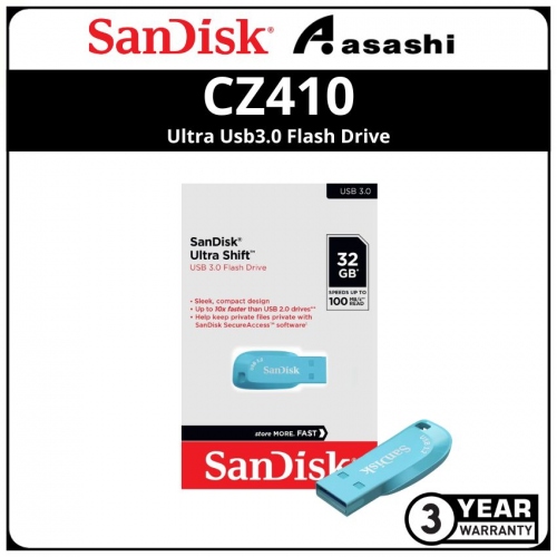 Sandisk Ultra Shift-Blue CZ410 32GB Ultra Usb3.0 Flash Drive (SDCZ410-032G-G46BB)