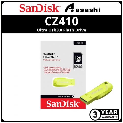 Sandisk Ultra Shift-Yellow CZ410 128GB Ultra Usb3.2 Flash Drive (SDCZ410-128G-G46EP)