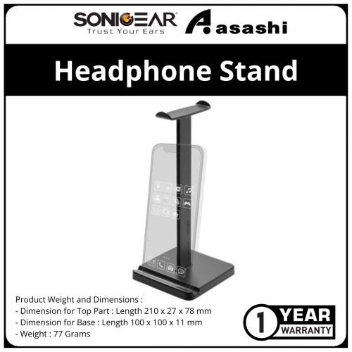 Sonic Gear Headphone Stand ABS Material - Black