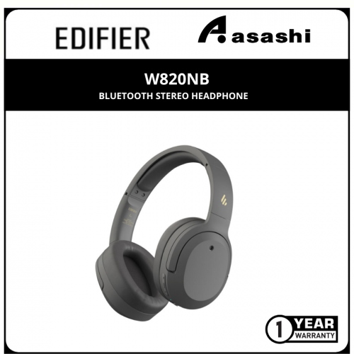 Edifier W820NB (Grey) Active Noise Cancelling Bluetooth Headphone (1 yrs Limited Hardware Warranty)