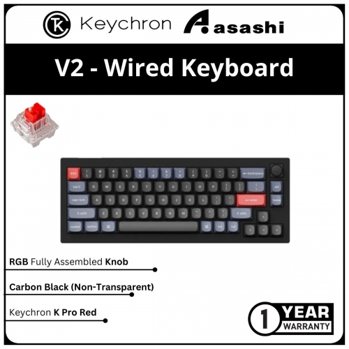 Keychron V2 Hot-Swap RGB Fully Assembled Knob Carbon Black - Keychron K Pro Red